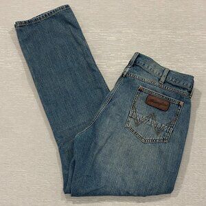 Wrangler Retro Jeans Mens 35 x 34 Slim Straight Western Cowboy 100% Cotton Denim